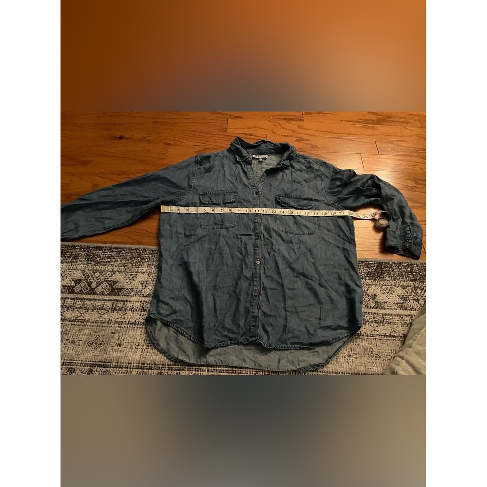 Western & Orchard Blue 100% Tencel Denim Button Down Roll Tab Shirt Large - Picture 5 of 9